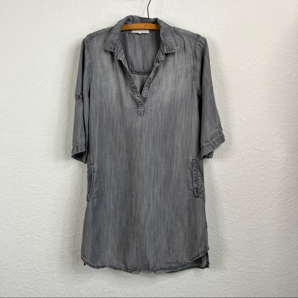 Nordstrom Side Stich Shirt Dress Denim Chambray